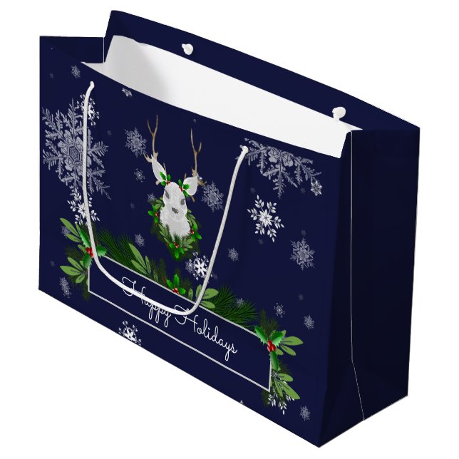 Sac cadeau Blue Reindeer (Devant Angle)