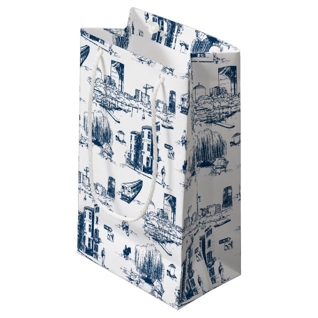 Sac cadeau Boston Toile Navy (Devant Angle)