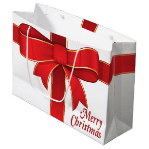 Sac cadeau - Bow rouge et ruban blanc