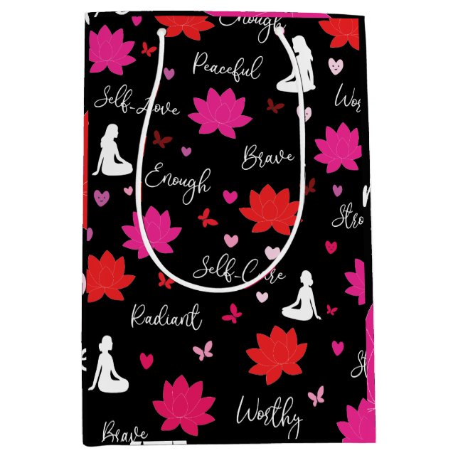 Sac Cadeau Brillant Moyen | Mindfulness Fleur de L (Devant)