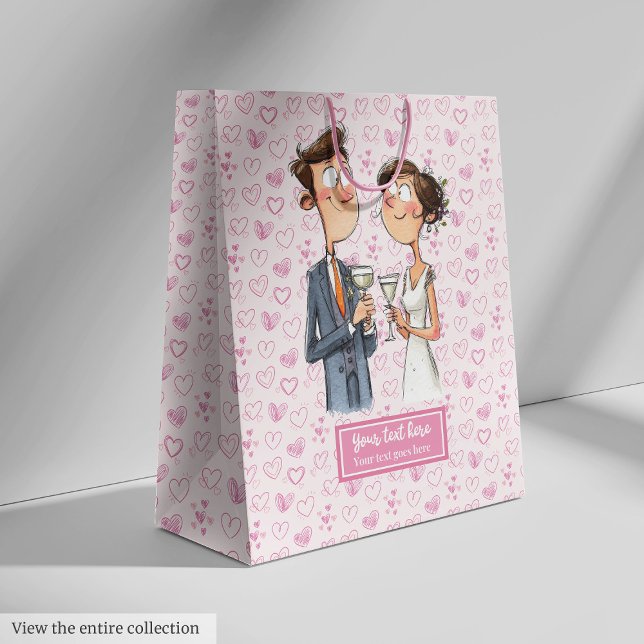 Sac cadeau cadeau de mariée personnalisée Drôle Ca (Personalized Bride Groom Gift Bag Funny Cartoon)