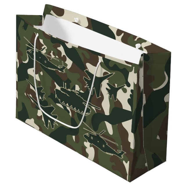 Sac cadeau Camouflage militaire - Fête d'anniversa (Devant Angle)