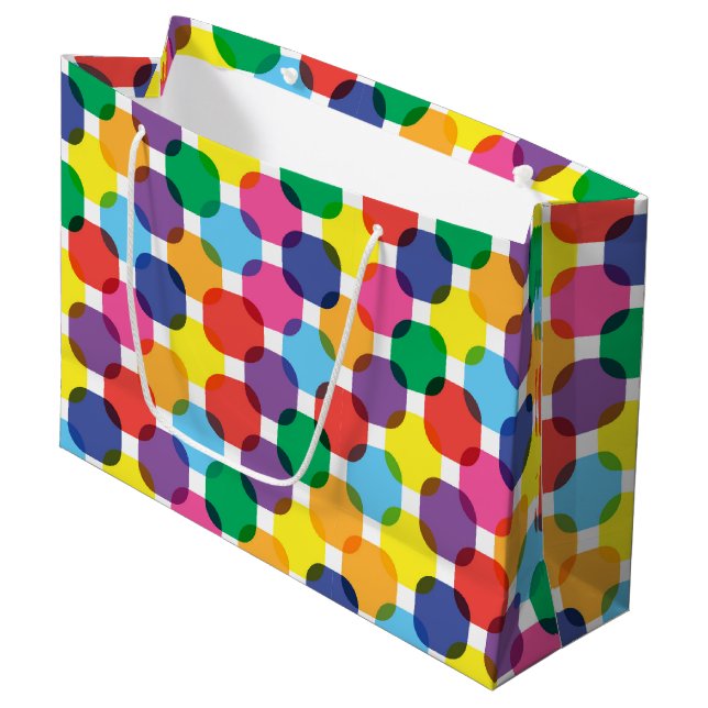 Sac Cadeau Carrés Colorés (Devant Angle)
