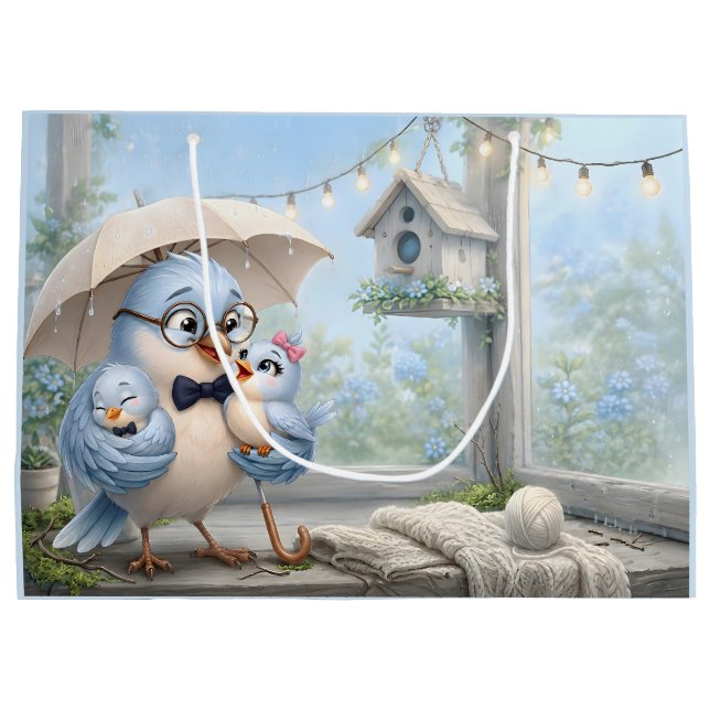 Sac Cadeau Célébration Papa Oiseau Mignon (Dos)