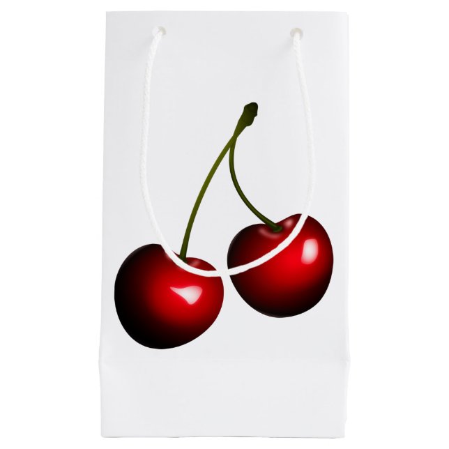 Sac Cadeau Cerises Rouges - Choisissez la Couleur (Devant)