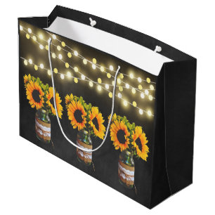 Sac cadeau Chalkboard Sunflower Rustic String Ligh