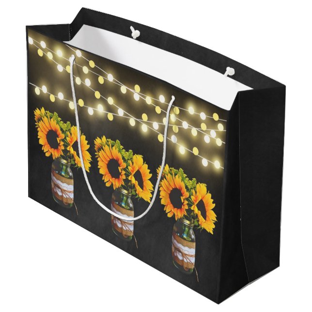 Sac cadeau Chalkboard Sunflower Rustic String Ligh (Dos Angle)