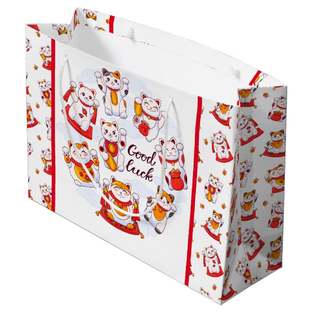 Sac Cadeau Chat Maneki Neko Bonne Chance (Dos Angle)