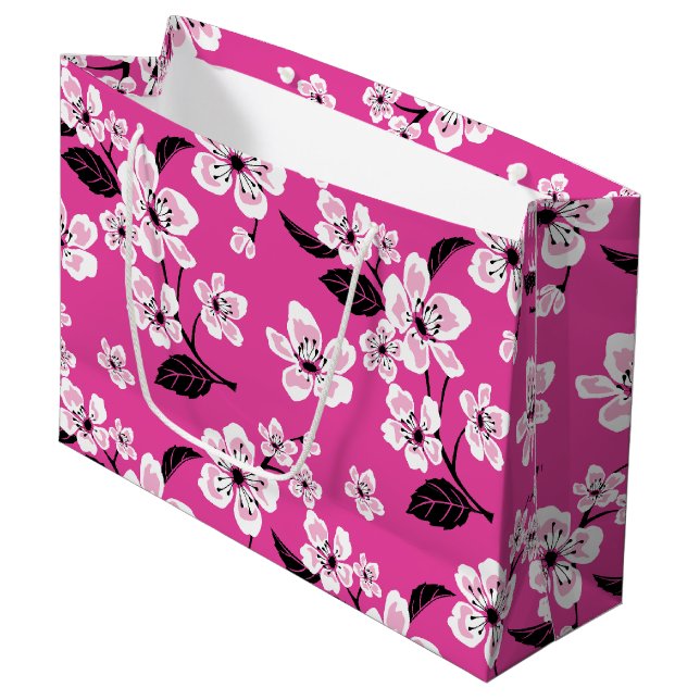 Sac cadeau CHERRY BLOSSOM - SAKURA (ROSE) (Devant Angle)