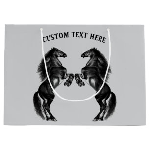 Sac cadeau Chevaux noirs Texte personnalisé person