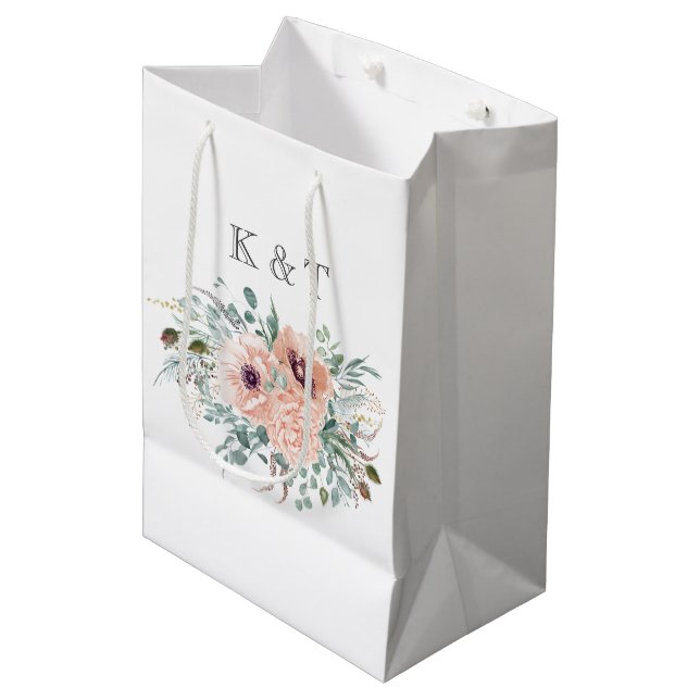 Sac cadeau Chic Blush Floral Moyen (Devant Angle)