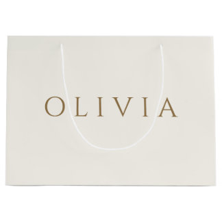 Sac Cadeau Chic crème ivoire minimaliste monogramme grand cad
