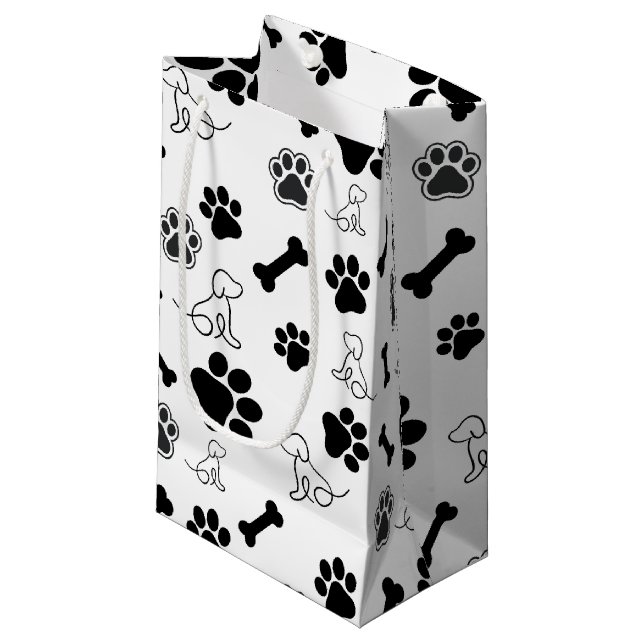 Sac cadeau chien noir et blanc  (Devant Angle)