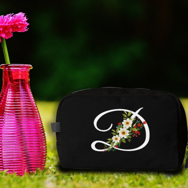 Sac cadeau classique monogramme rouge fleur blanch (Créateur téléchargé)
