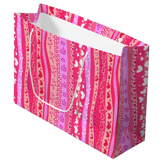 Sac cadeau cœur rose pour la Saint-Valentin (Devant Angle)