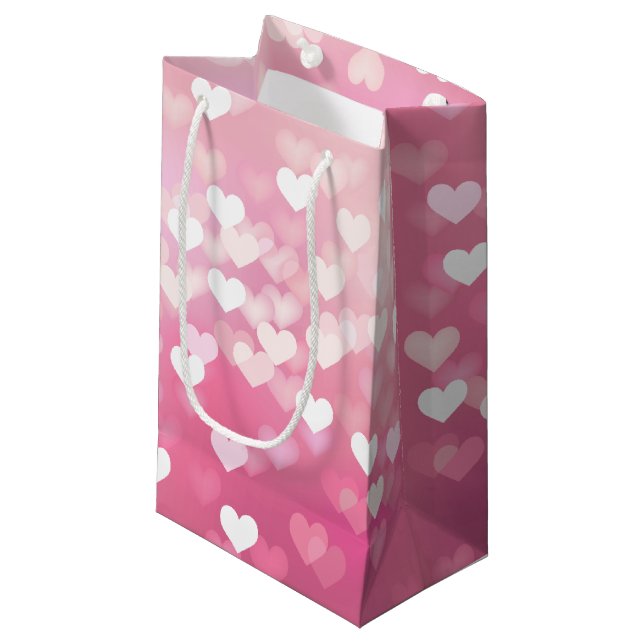 Sac cadeau Coeurs roses - Glossy (Devant Angle)