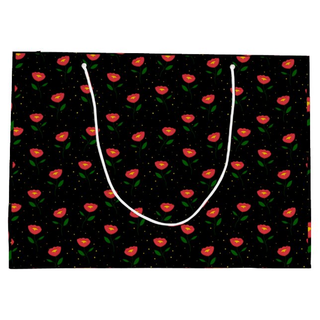 Sac Cadeau Coquelicots Fleurs Rouges (Dos)