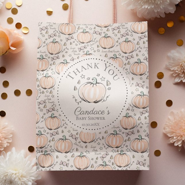 Sac Cadeau Cute Orange Petit Baby shower Citrouille Merci (Cute Little Pumpkin Halloween Baby Shower Thank You Gift Bag. Hand Drawn Orange Pumpkins Candy Stars)