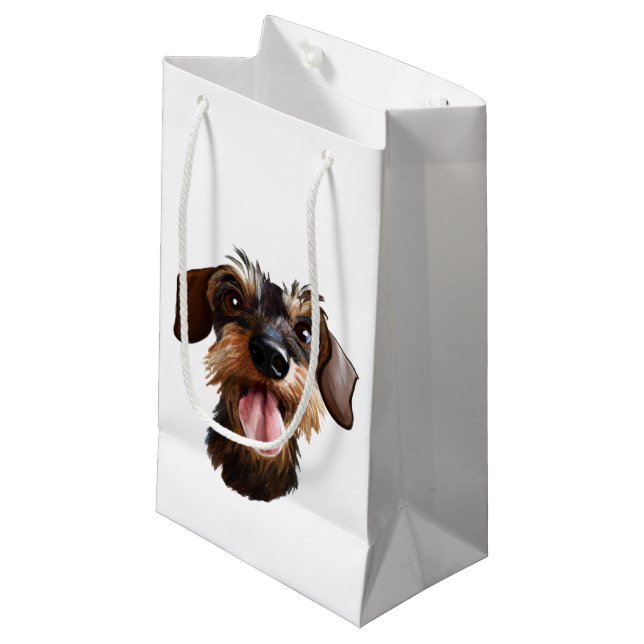 Sac Cadeau Dachshund Wirehair Petit (Devant Angle)