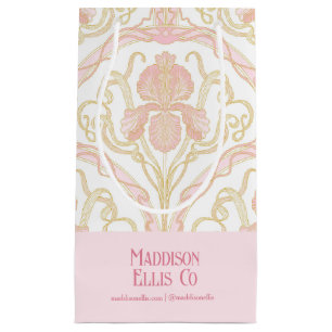 Sac cadeau d'affaires floral Art Nouveau rose