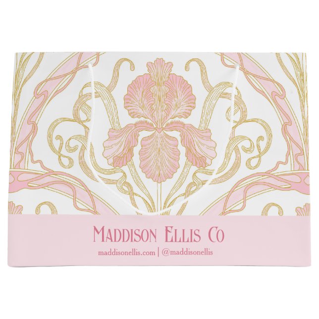 Sac cadeau d'affaires floral Art Nouveau rose (Devant)