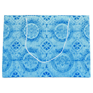 Sac cadeau Damask bleu