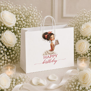 Sac cadeau d'anniversaire avec écriture rouge vif 
