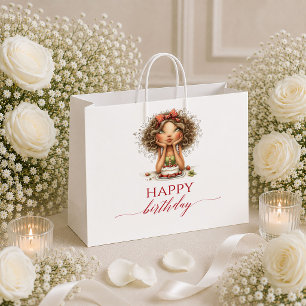 Sac cadeau d'anniversaire avec texte Burgundy Chic