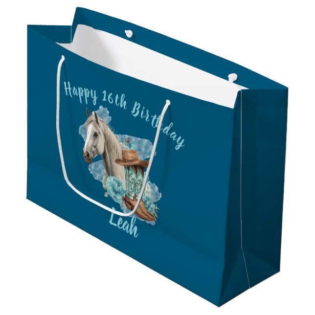 Sac cadeau d'anniversaire Cheval de l'Ouest – Nuit (Devant Angle)
