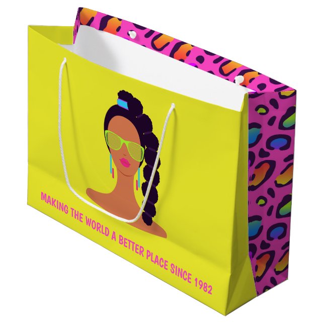 Sac cadeau d'anniversaire des années 1980 (Devant Angle)