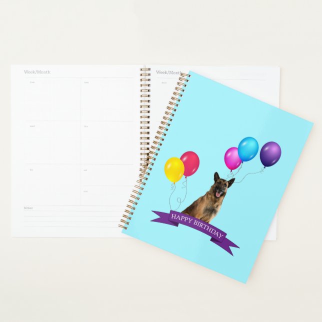 Sac cadeau d'anniversaire pour chien berger allema (Devant avec enveloppe)