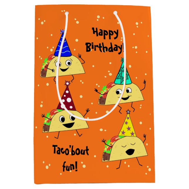 Sac cadeau d'anniversaire Taco Lover moyen (Devant)