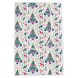 Sac cadeau d'arbre de Noël d'art populaire scandin