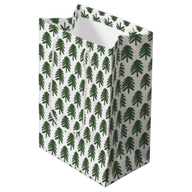 Sac cadeau d'arbre de Noël vert et blanc moderne (Devant Angle)