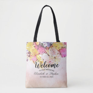 Sac cadeau de bienvenue Mariage de fleurs d'aquare