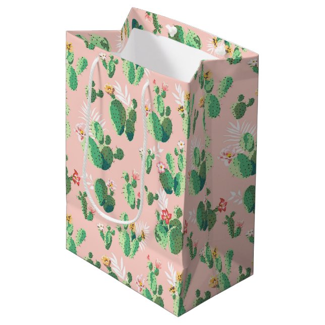 Sac cadeau de Cactus Turquoise et rose Sud-Ouest (Devant Angle)