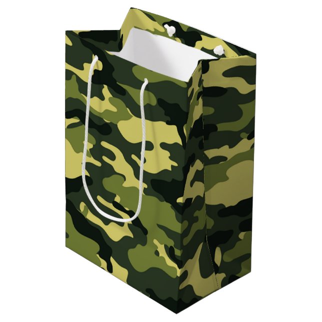 Sac cadeau de camouflage vert (Devant Angle)