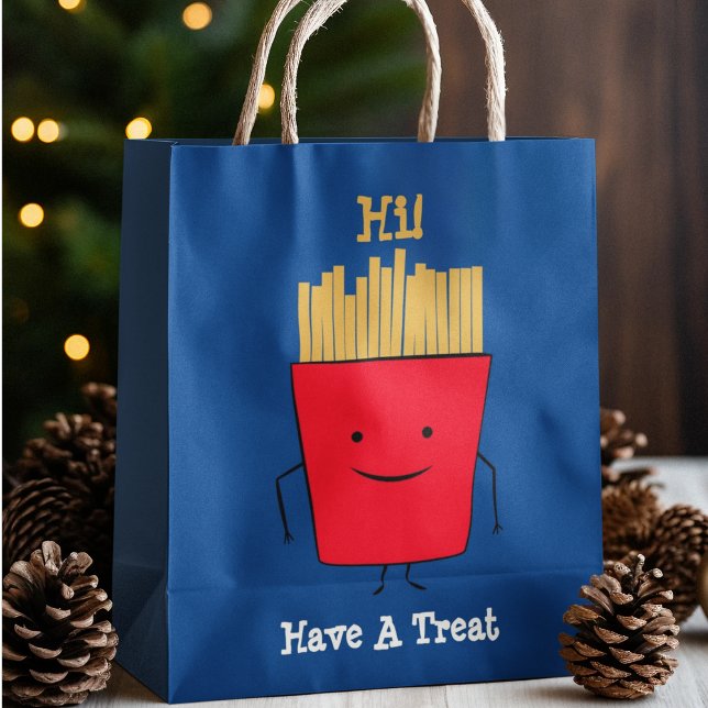 Sac cadeau de caricature Fries (gift bag, birthday surprise gift bag, teddy bear gift bag, wine gift bag, travel bag, use and throw )