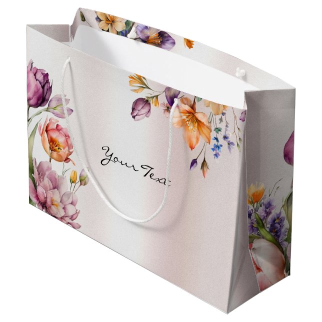 Sac Cadeau De Fleurs Printanières Colorées (Dos Angle)