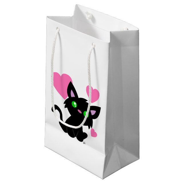 Sac cadeau de la Saint-Valentin pour chaton noir (Devant Angle)