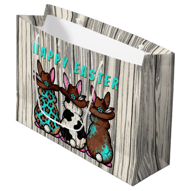 Sac Cadeau de Lapins de Pâques Occidentaux (Devant Angle)