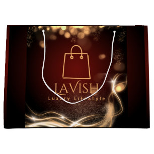 Sac cadeau de luxe bourgogne or Bokeh