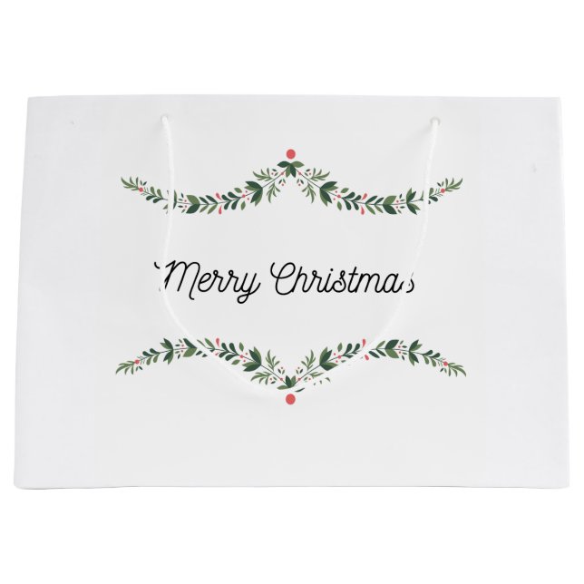 Sac cadeau de Noël Aquarelle Holly (Devant)