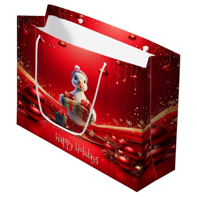 Sac cadeau de Noël avec un canard mignon (Devant Angle)