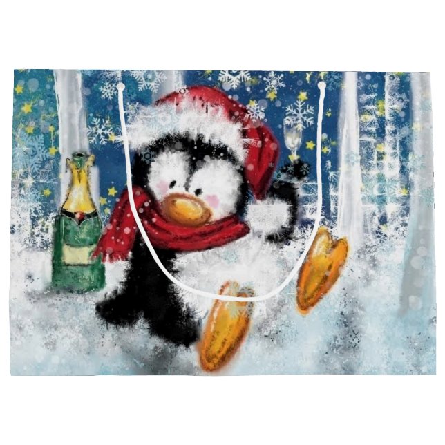 Sac cadeau de Noël de pingouin drôle (Dos)