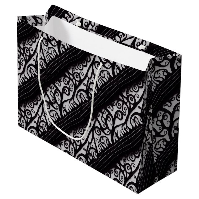Sac cadeau de Noël éffrayant de goth noir et blanc (Devant Angle)