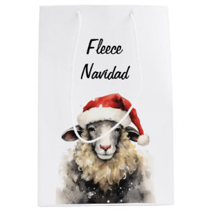 Sac cadeau de Noël en Aquarelle de mouton mignonne