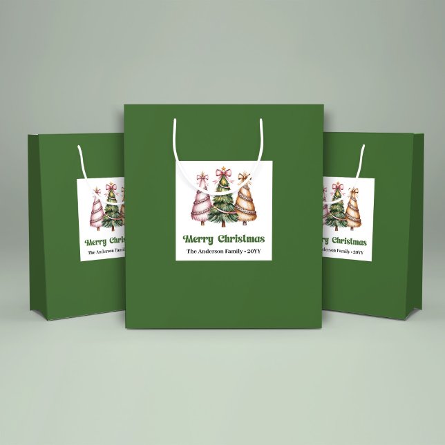Sac Cadeau de Noël en forme d'Arbre Charmant Léopa (Charming Leopard Christmas Tree Gift Bag Custom Name)