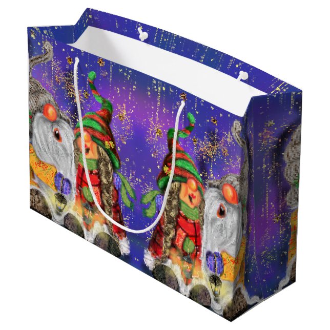 Sac cadeau de Noël gnomes joyeux (Dos Angle)