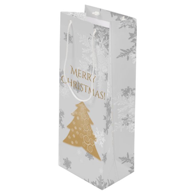 Sac cadeau de Noël Gold Festive Arbre Vin (Devant Angle)
